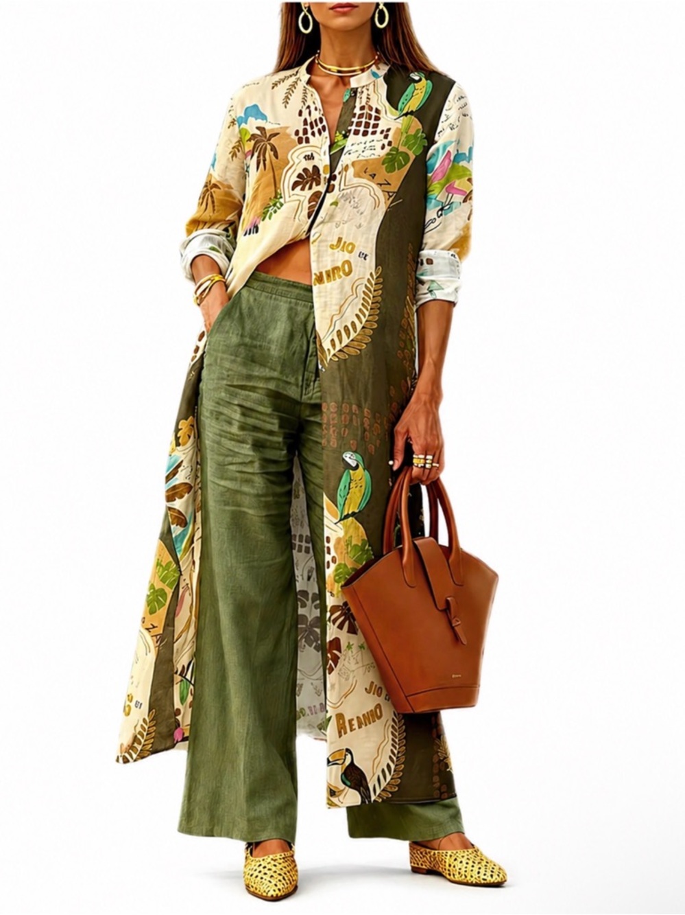 🌴🦜Tropical Print Longline Duster - Size XL (for the oversized look)